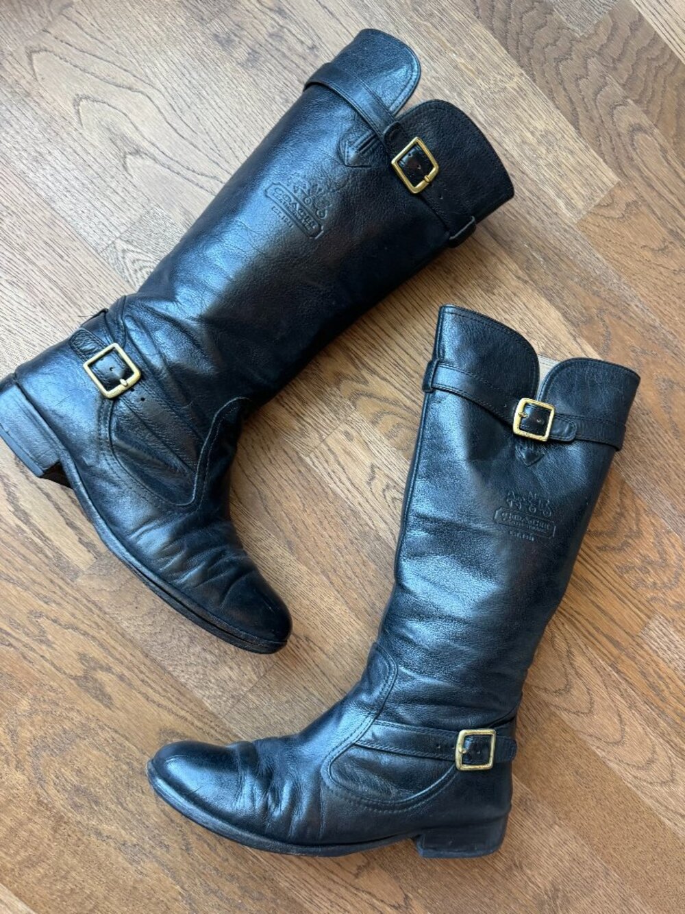 COACH Vintage Black Leather Whitley Riding Boots - Preloved - Sz 9.5